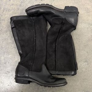 UGG Black Leather and Suede Boots